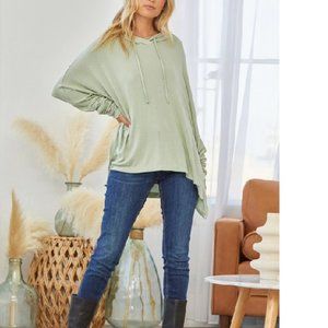 Andree By Unit Oversized Slouchy Long Sleeve Hoodie High Low Cozy Sage S M L